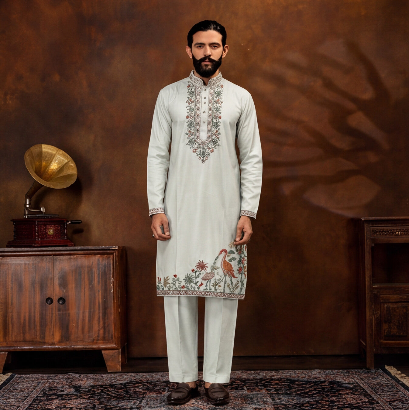 Aarav Ivory Heritage Embroidered Kurta Set