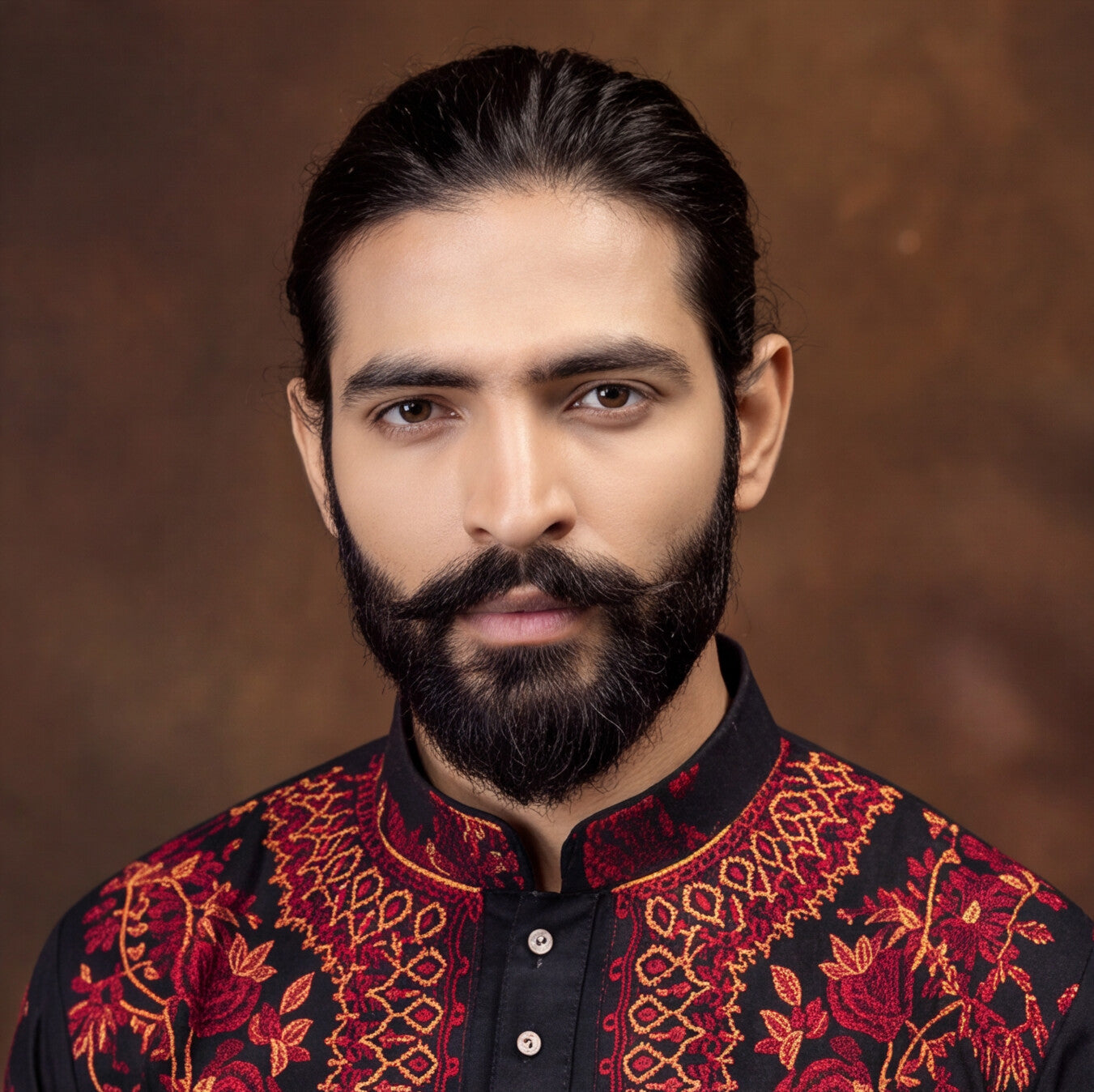 Noir Crimson Royal Embroidered Men’s Kurta Set