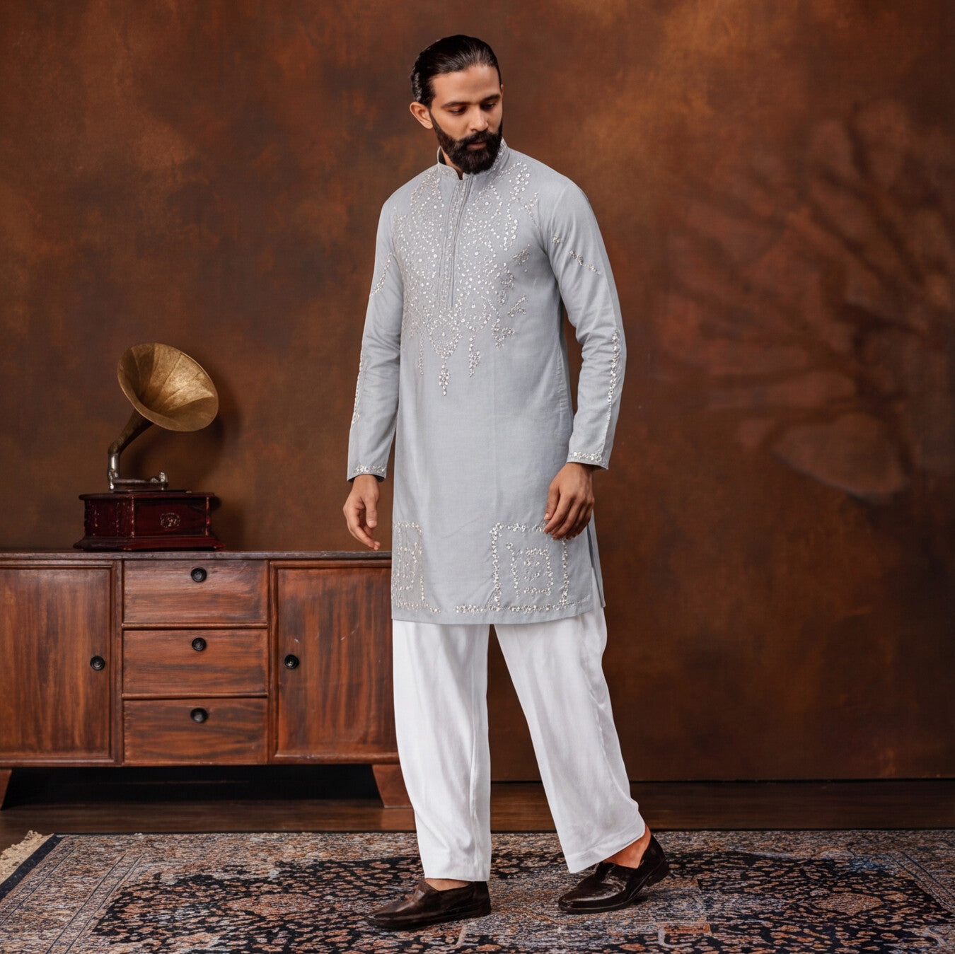 Silver Mist Embroidered Kurta Set