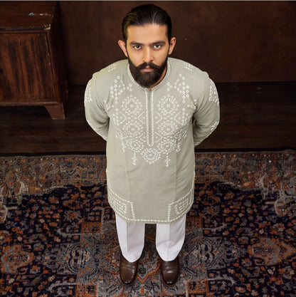 Sage Mist Embroidered Kurta Set