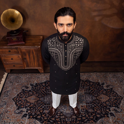 Black Imperial Embroidered Kurta Set