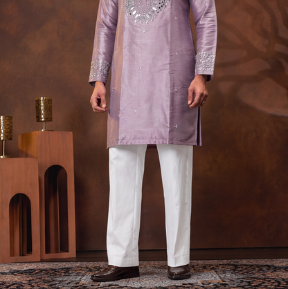 Lavender Royale Mirror Embroidered Men’s Kurta Set