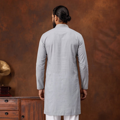Silver Mist Embroidered Kurta Set