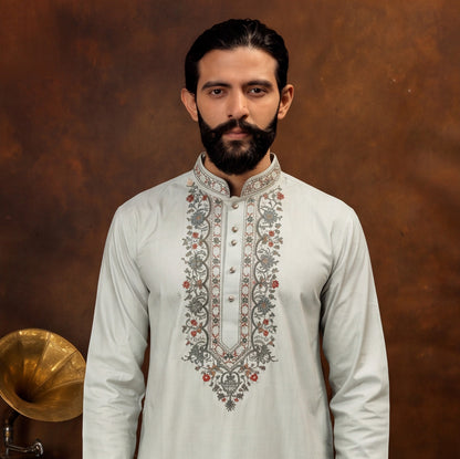 Aarav Ivory Heritage Embroidered Kurta Set