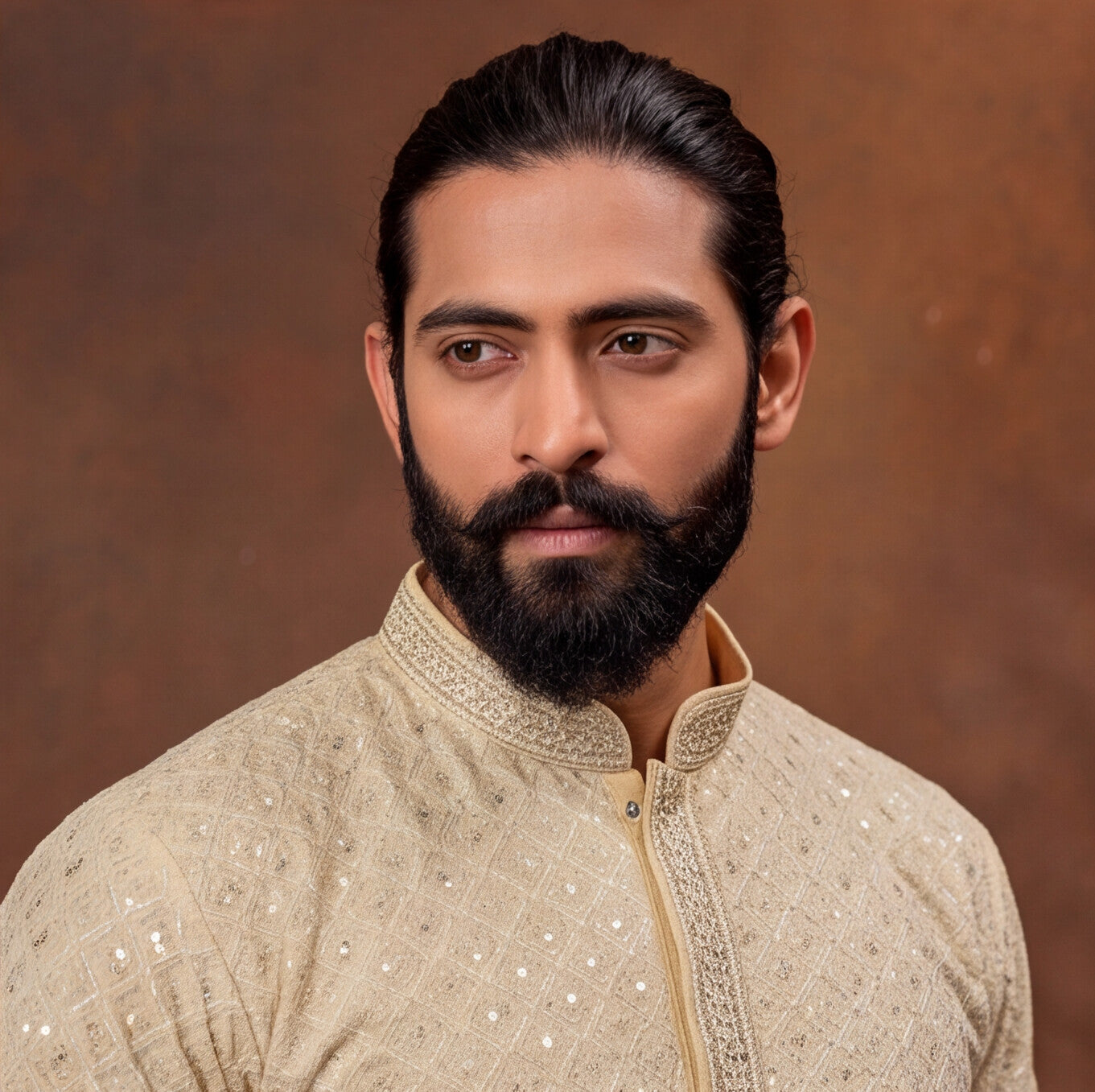 Royal Sand Beige Textured Men’s Kurta Set