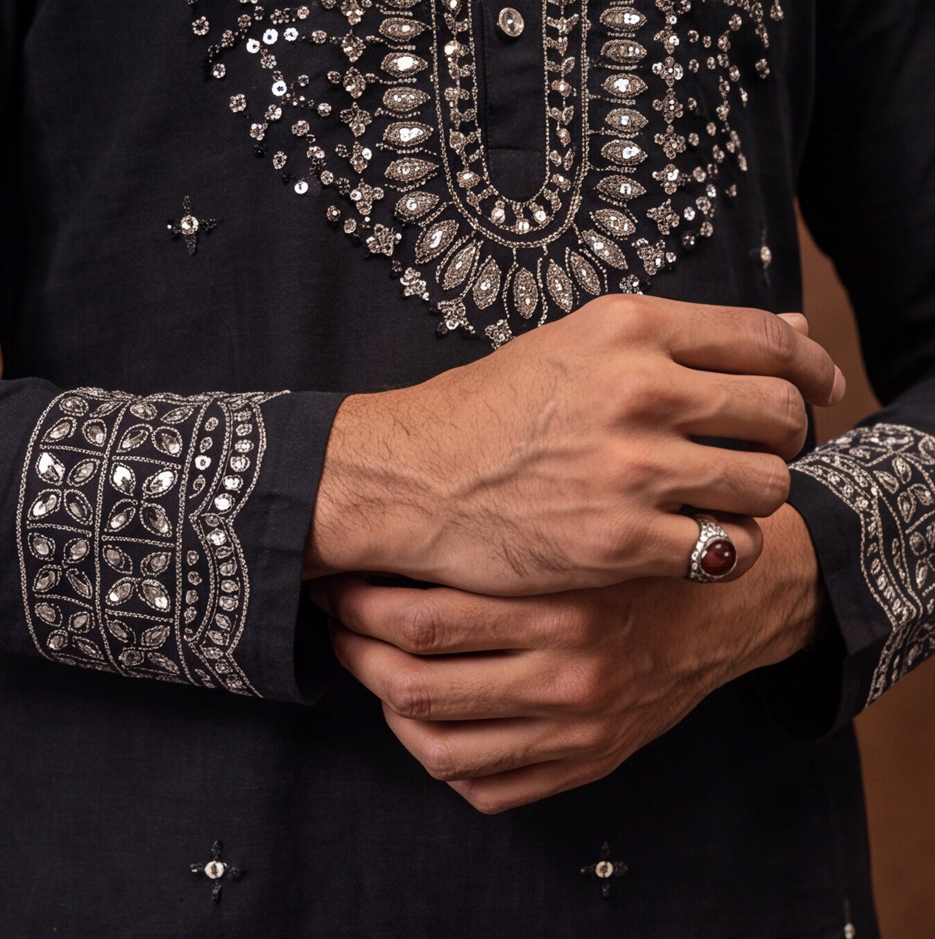Black Imperial Embroidered Kurta Set