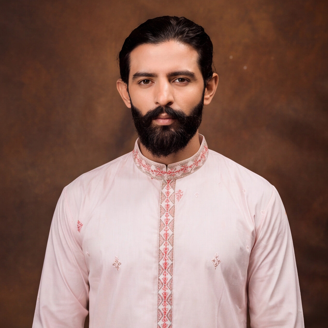 Blush Pink Heritage Embroidered Men’s Kurta Set