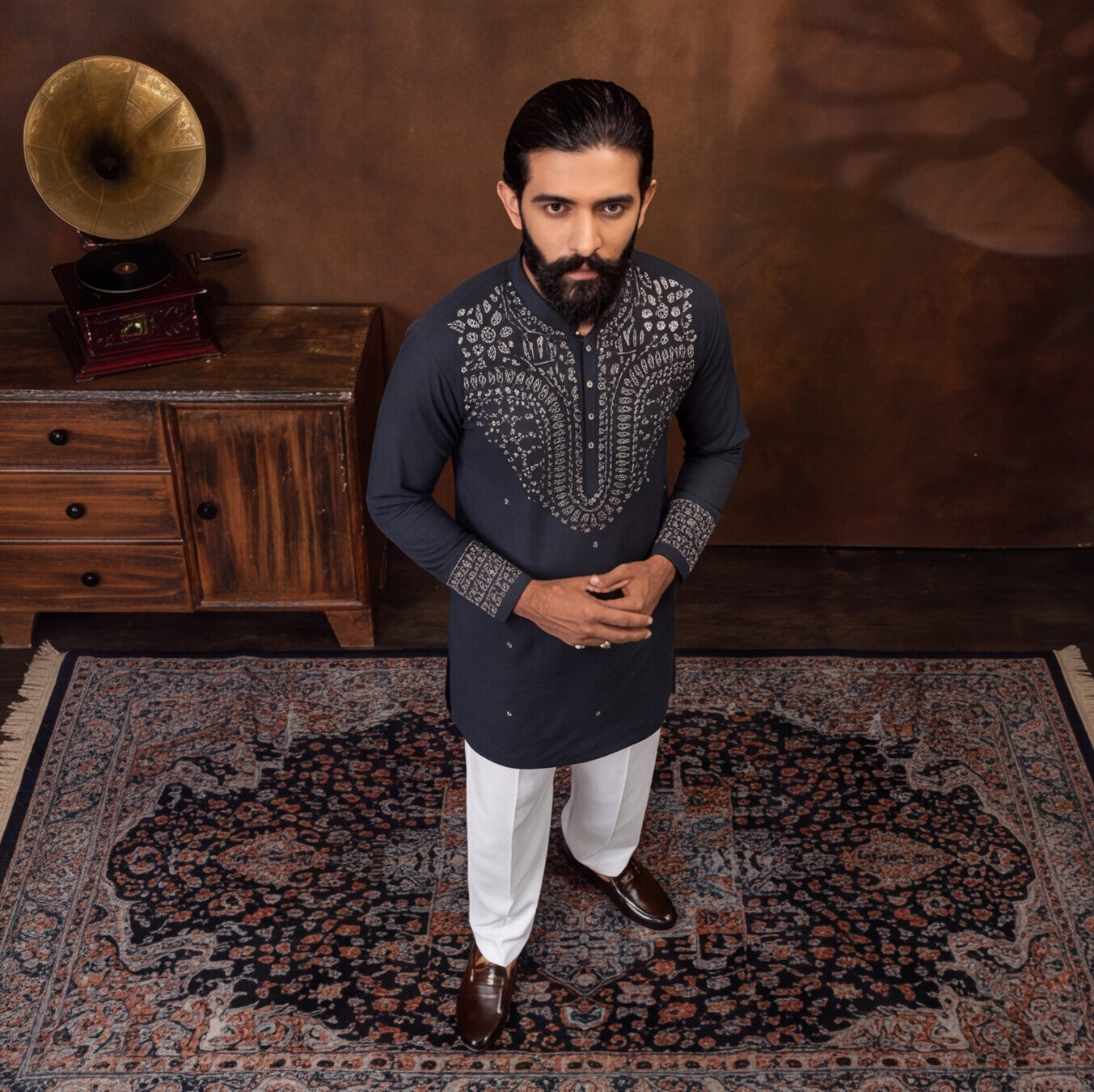 Midnight Royale Embroidered Kurta Set