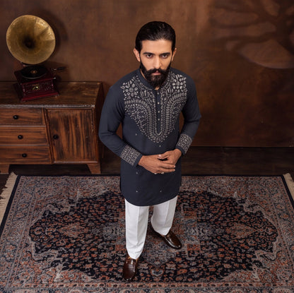 Midnight Royale Embroidered Kurta Set