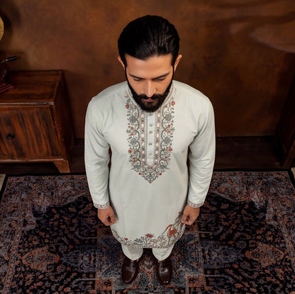 Aarav Ivory Heritage Embroidered Kurta Set