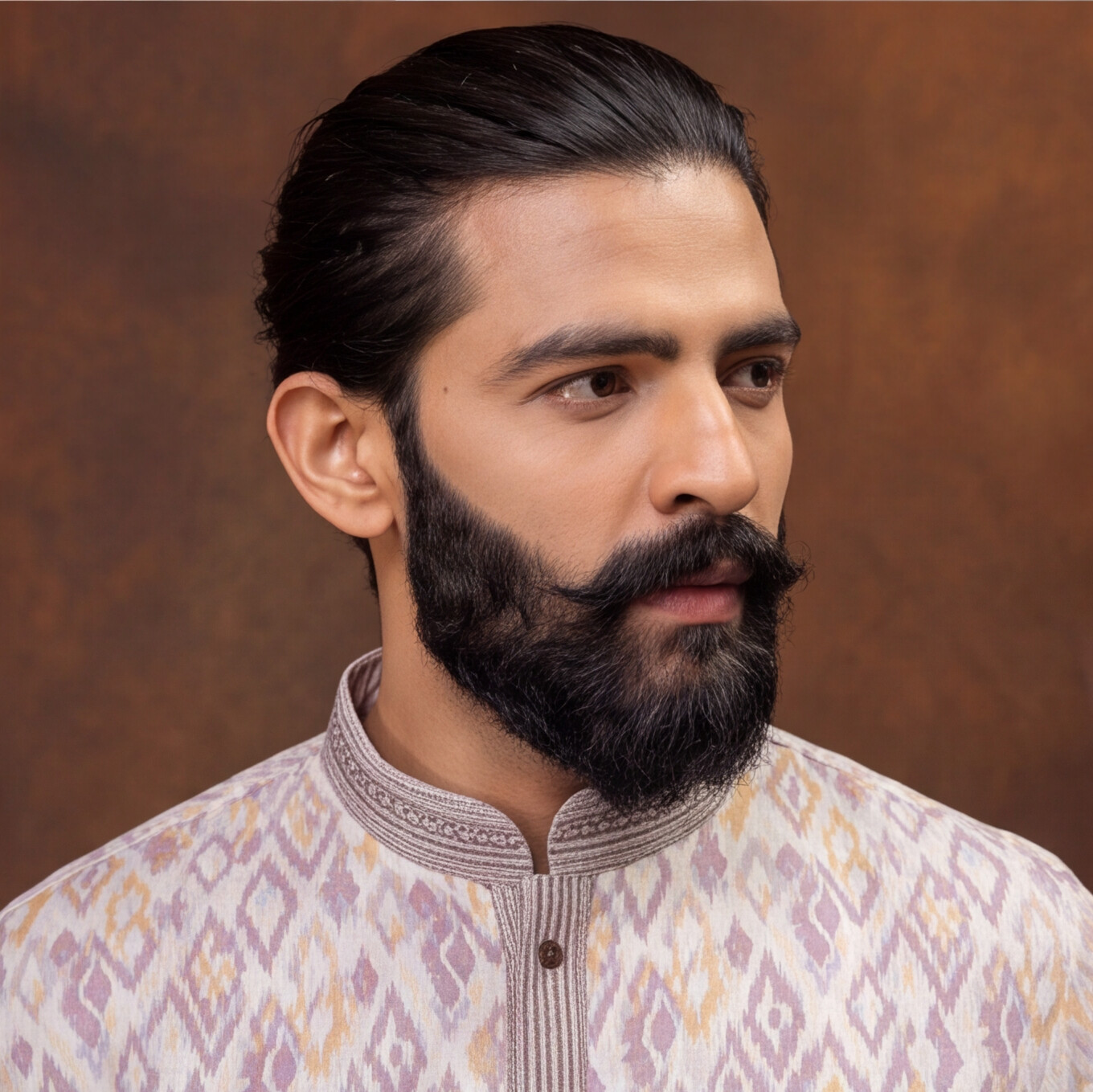 Ivory Lavender Ikat Heritage Men’s Kurta Set