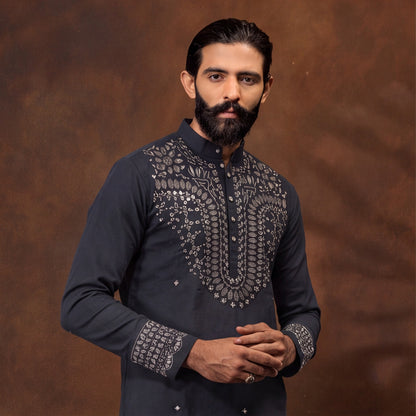 Midnight Royale Embroidered Kurta Set