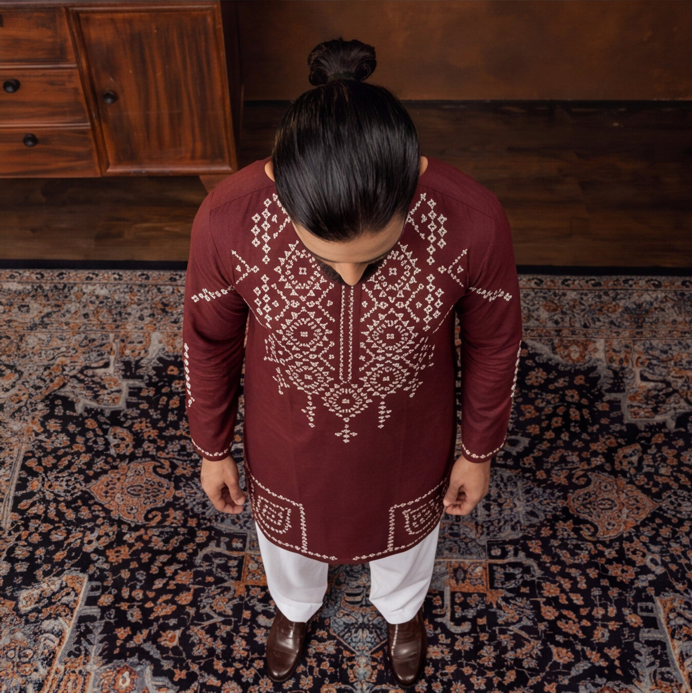 Maroon Heritage Embroidered Kurta Set