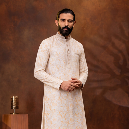 Ivory Gold Paisley Men’s Kurta Set