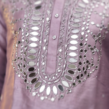 Lavender Royale Mirror Embroidered Men’s Kurta Set