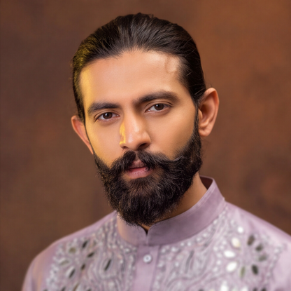Lavender Royale Mirror Embroidered Men’s Kurta Set