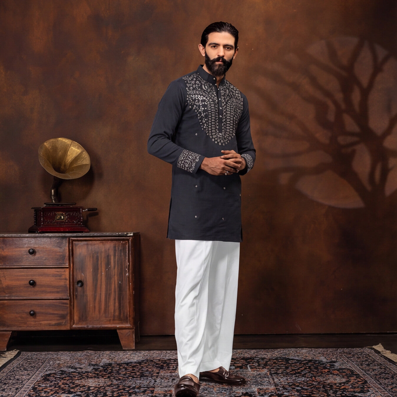Midnight Royale Embroidered Kurta Set