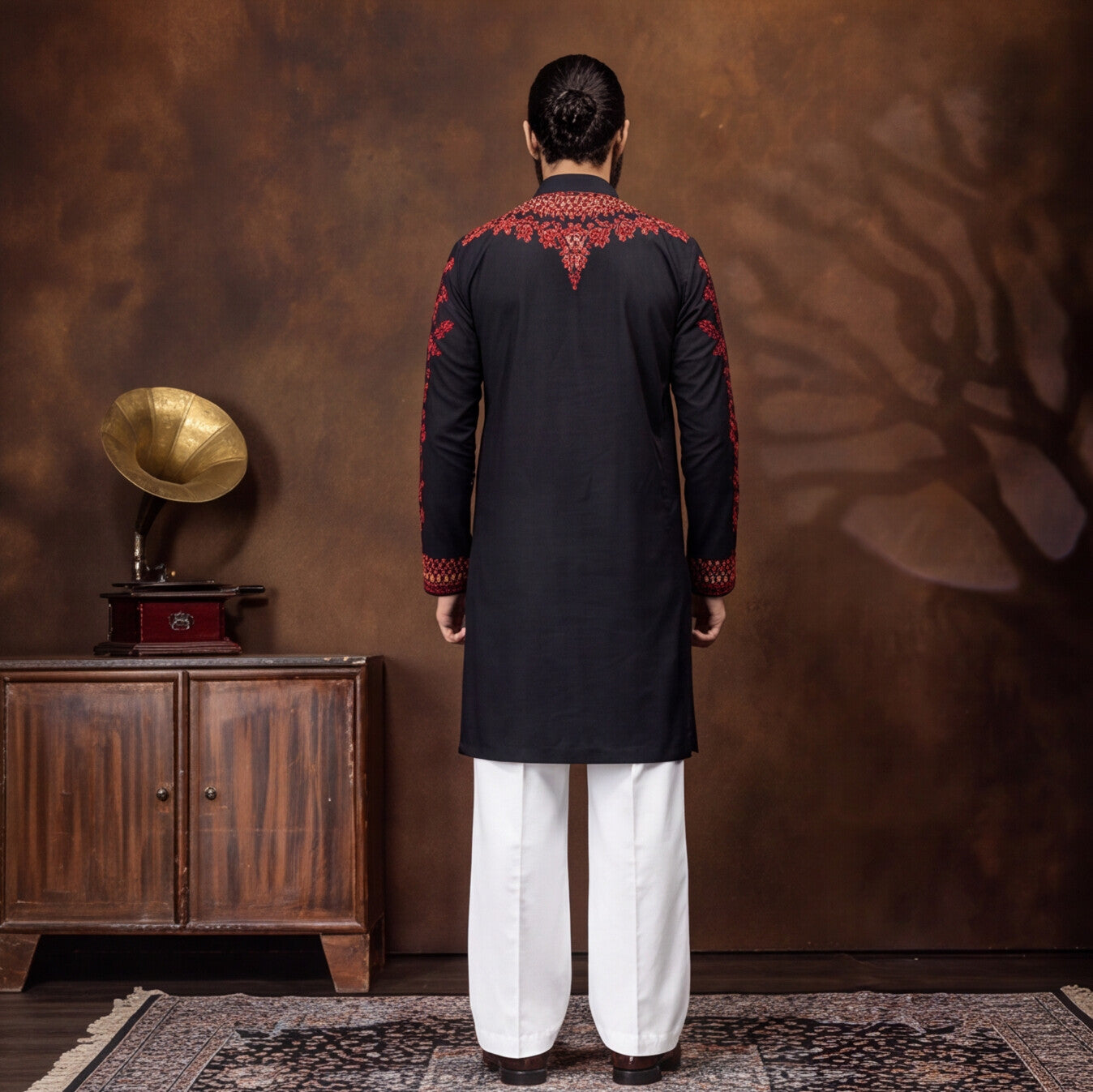 Noir Crimson Royal Embroidered Men’s Kurta Set