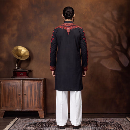 Noir Crimson Royal Embroidered Men’s Kurta Set