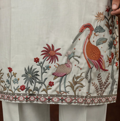 Aarav Ivory Heritage Embroidered Kurta Set