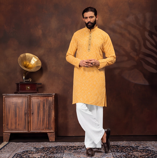 Mustard Gold Geometric Print Men’s