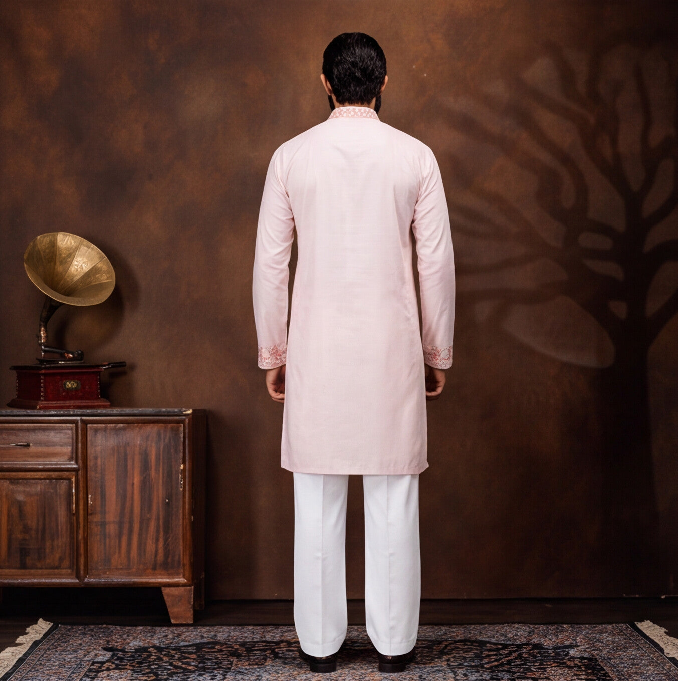 Blush Pink Heritage Embroidered Men’s Kurta Set