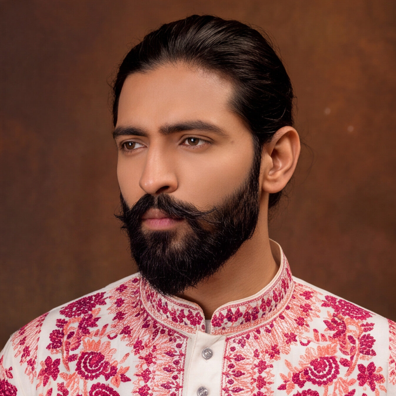 Ivory Crimson Heritage Embroidered Men’s Kurta Set