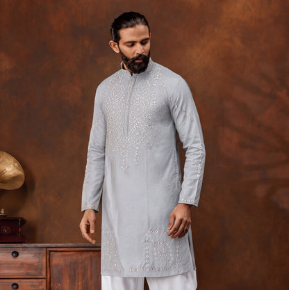 Silver Mist Embroidered Kurta Set