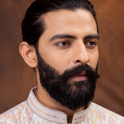 Ivory Saffron Ikat Men’s Kurta Set