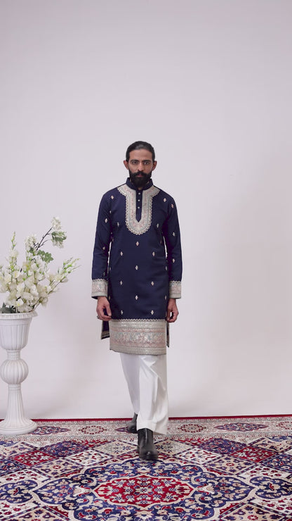 Royal Navy Embroidered Men’s Kurta Set