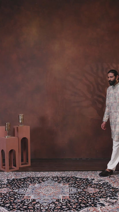 Heritage Print Designer Kurta for Men
